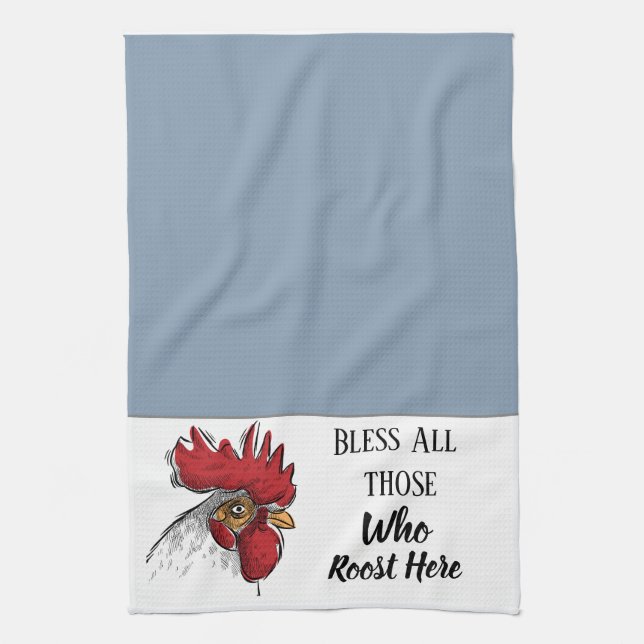 Kitchen Towel-Chicken Bless All Those Who Tea Towel (Vertical)