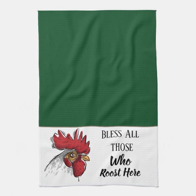 Kitchen Towel-Chicken Bless All Those Who Tea Towel (Vertical)