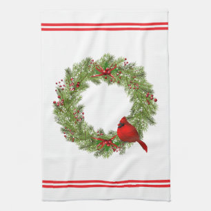 Kitchen Towel-Christmas Cardinal Tea Towel