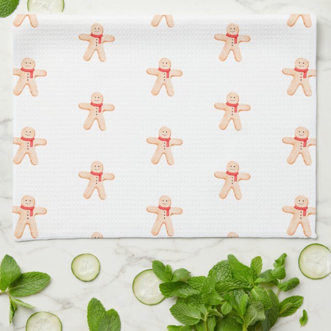 Kitchen Towel - Christmas Gingerbread Man Pattern (Folded)