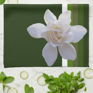 Kitchen Towel - Gardenia on Stripes