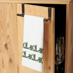 Kitchen Towel - Green Angle Iron Leaves