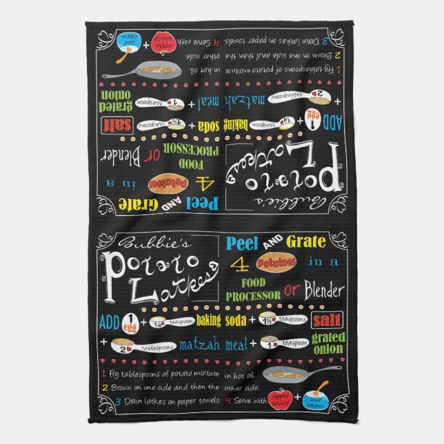 Kitchen Towel "Hanukkah Potato Latke Recipe" (Vertical)
