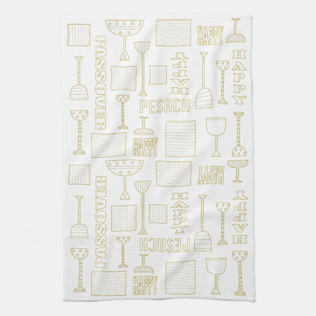 Kitchen Towel "Happy Passover Words " (Vertical)