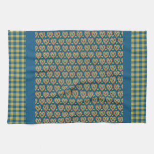 Kitchen Towel, Hearts and Check Gingham Pattern Tea Towel
