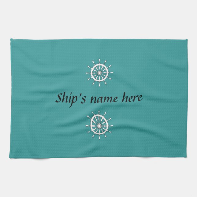 Kitchen Towel - Helm with ship name (Horizontal)