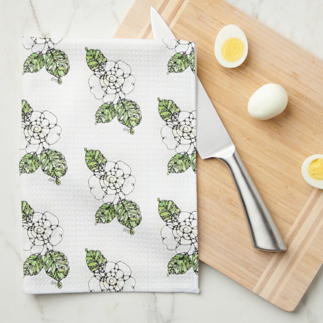 Kitchen Towel - NGA White Gardenias (Quarter Fold)