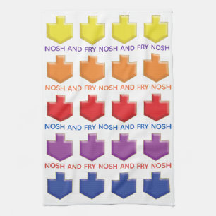 Kitchen Towel "Nosh & Fry 3D Dreidels"