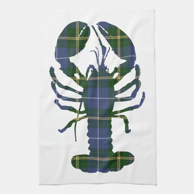 Kitchen towel  Nova Scotia Tartan plaid lobster (Vertical)