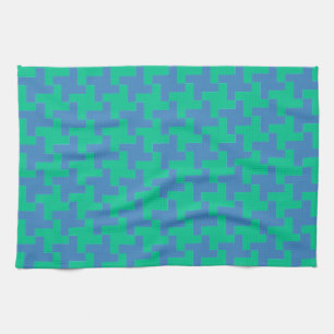 Kitchen Towel or Tea Towel Emerald, Blue Dogtooth