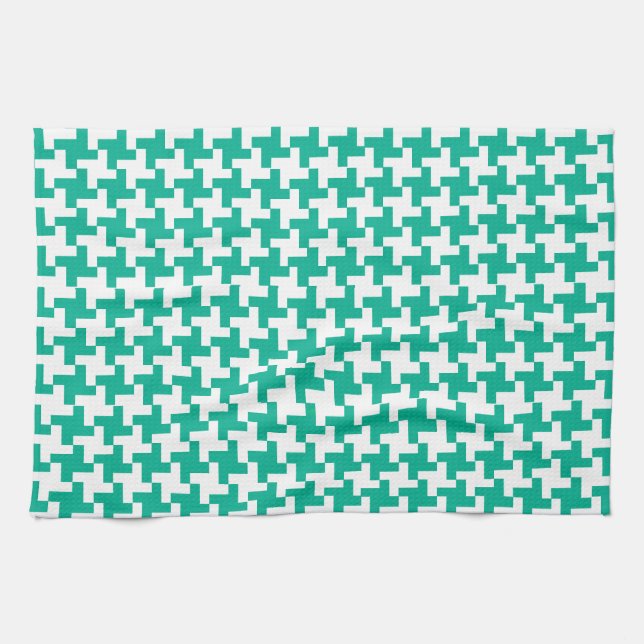 Kitchen Towel or Tea Towel Emerald Green Dogtooth (Horizontal)
