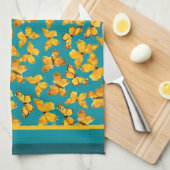 Kitchen Towel or Tea Towel, Golden Butterflies (Quarter Fold)