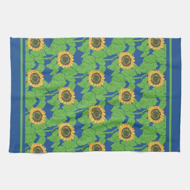 Kitchen Towel or Tea Towel - Golden Sunflowers (Horizontal)