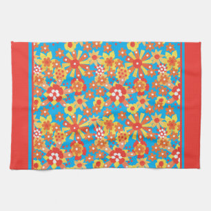 Kitchen Towel or Tea Towel, Orange Ditsy Floral