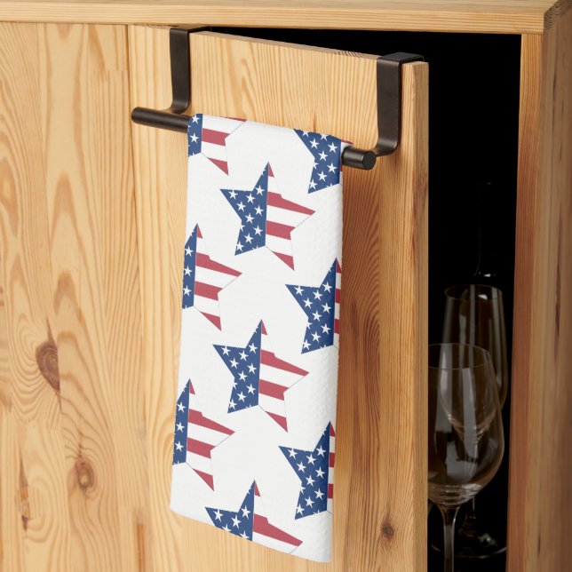 Kitchen Towel-Patriotic Stars Tea Towel (Thirds Fold)