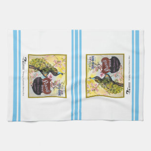 Kitchen Towel - Peacock fruit crate label