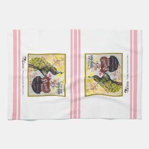 Kitchen Towel - Peacock fruit crate label