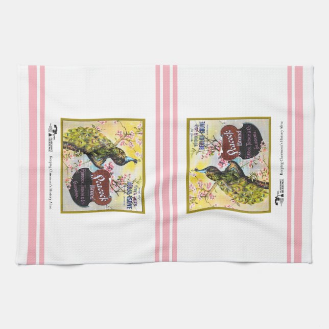 Kitchen Towel - Peacock fruit crate label (Horizontal)