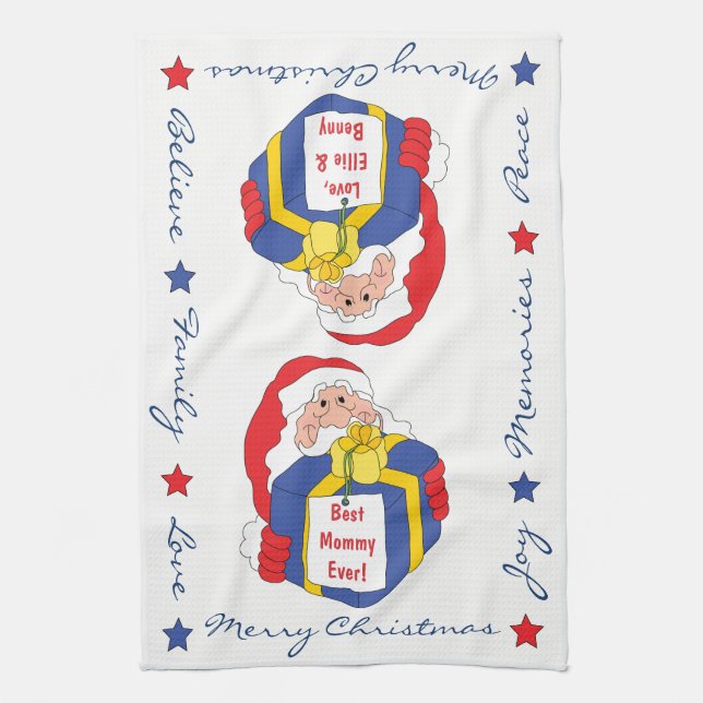 Kitchen Towel Personalise "Christmas Santa" Towel (Vertical)