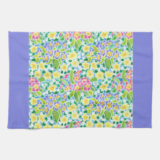 Kitchen Towel, Spring Primroses, Powder Blue Tea Towel