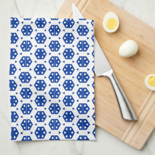 Kitchen Towel - Stylised Flowers in Rows
