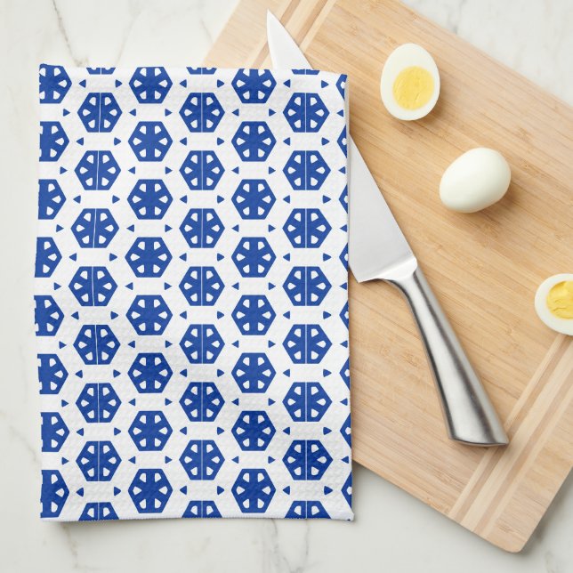 Kitchen Towel - Stylised Flowers in Rows (Quarter Fold)