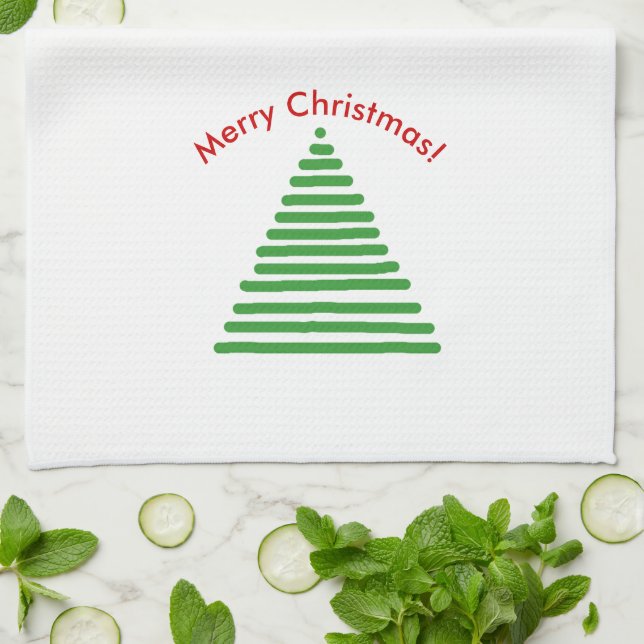 Kitchen Towel - Stylised Tree with Curved Text (Folded)