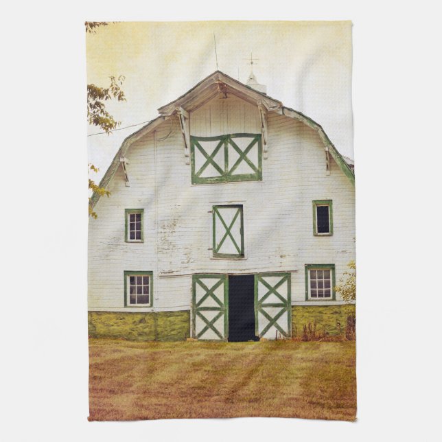 Kitchen Towel Sunset Barn Country Rustic Field Hay (Vertical)