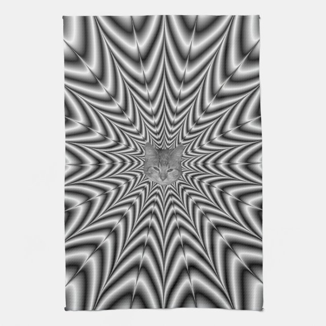Kitchen Towel  Super Nova in Black and White (Vertical)
