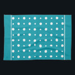 Kitchen Towel, Tea Towel Polka Dots, White on Teal<br><div class="desc">A stylish Kitchen Towel or Tea Towel,  with white polka dots on a teal background.</div>