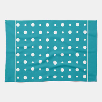 Kitchen Towel, Tea Towel Polka Dots, White on Teal