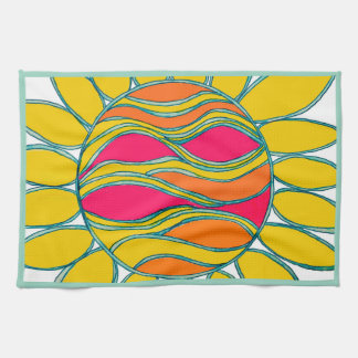 KITCHEN TOWEL "TROPICAL SUNSHINE"  mint trim
