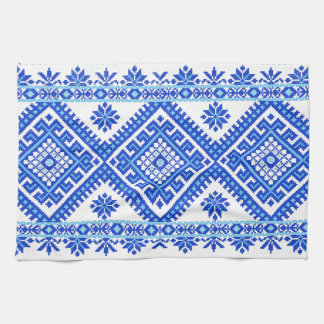 Kitchen Towel Ukrainian Cross Stitch Print Blue
