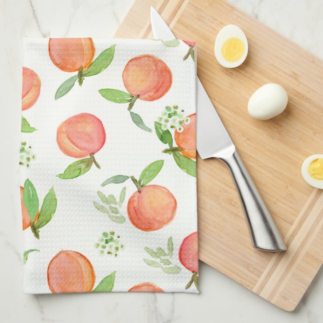Kitchen Towel Watercolor Peach Pattern (Quarter Fold)