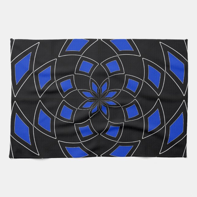 Kitchen towel with black and blue Abstract Design (Horizontal)