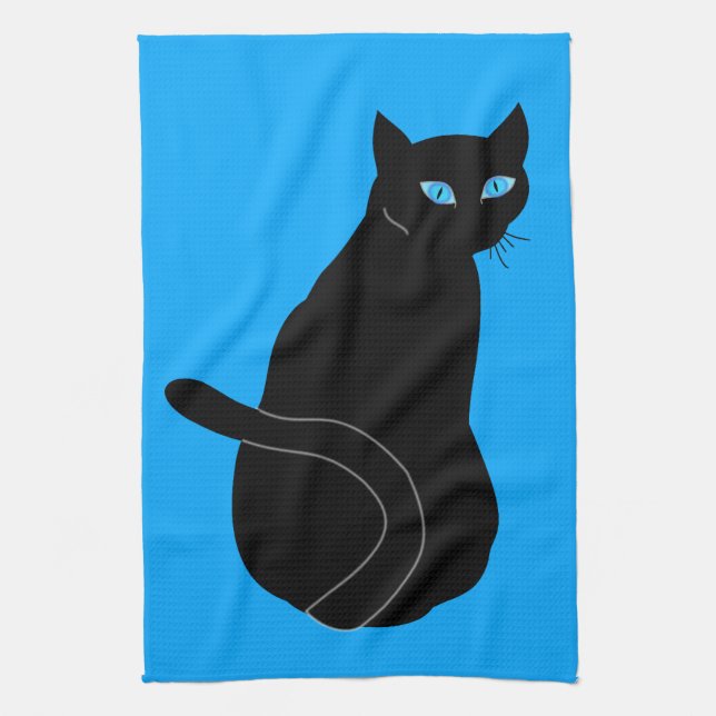 Kitchen Towel with Black Cat (Vertical)