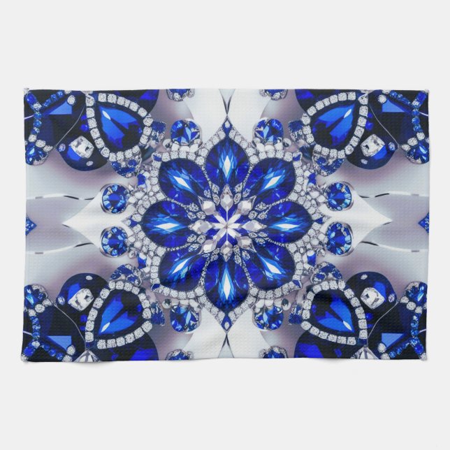 Kitchen towel with Blue White Colours Design (Horizontal)