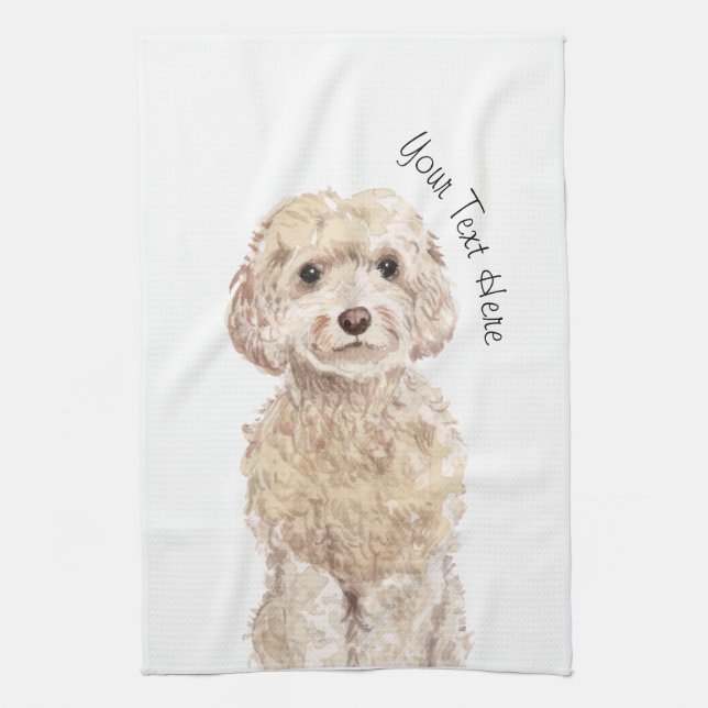 Kitchen Towel with Champagne Cockapoo (Vertical)