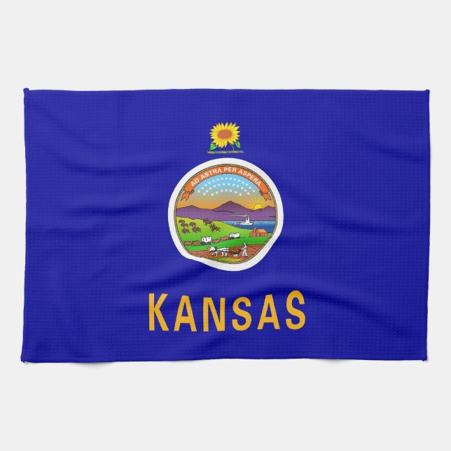 Kitchen towel with Flag of Kansas, U.S.A. (Horizontal)