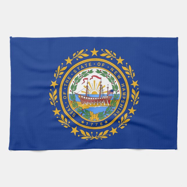 Kitchen towel with Flag of New Hampshire, U.S.A. (Horizontal)