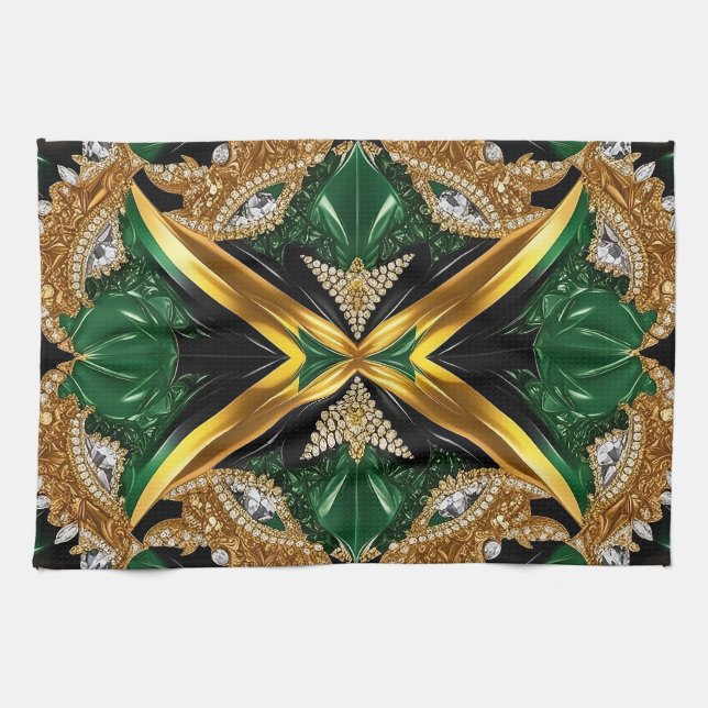 Kitchen towel with Jamaican Colours Design (Horizontal)