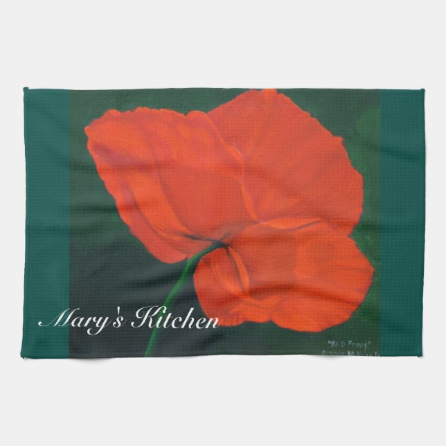 Kitchen Towel with Red Poppy (Horizontal)