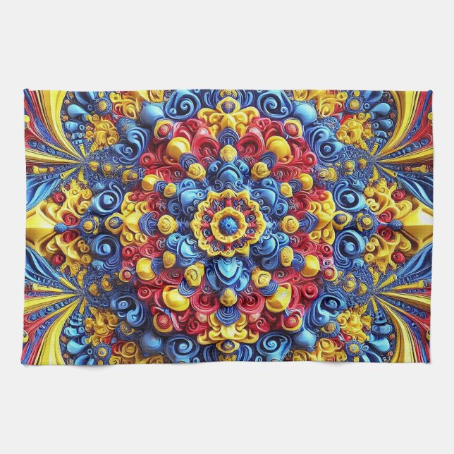 Kitchen towel with Romanian Colours Design (Horizontal)
