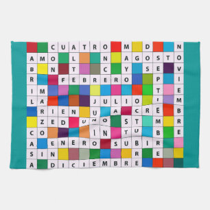 Kitchen Towel with Spanish Language Months Design