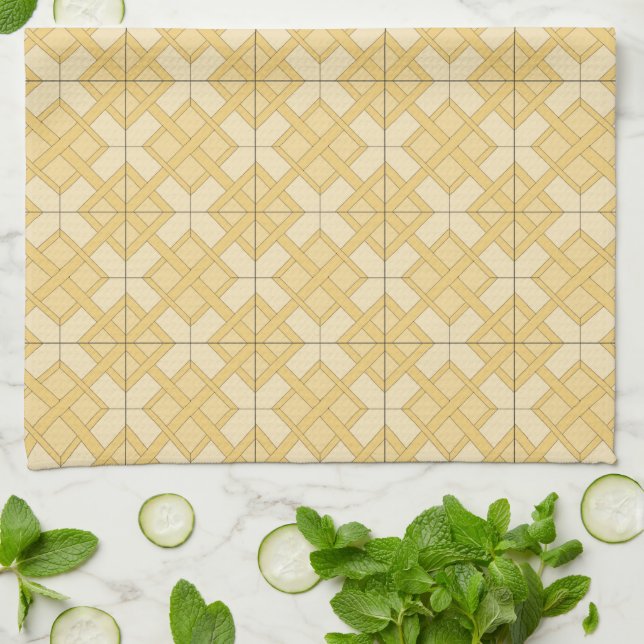 Kitchen Towel - Woven Lattice in Yellow (Folded)