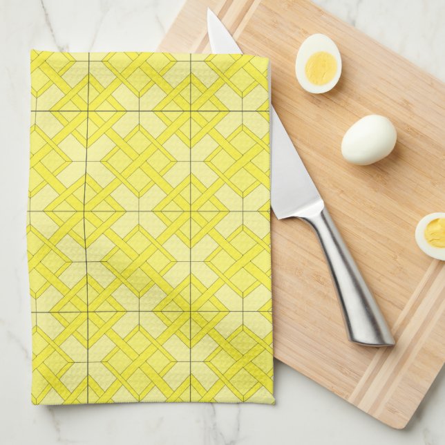 Kitchen Towel - Woven Lattice in Yellow (Quarter Fold)