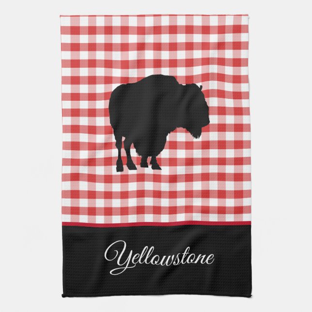Kitchen Towel-Yellowstone Buffalo Tea Towel (Vertical)