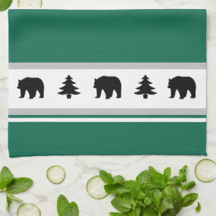 Kitchen Towel-Yellowstone Lodge 3 Bear and Trees Tea Towel