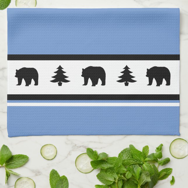 Kitchen Towel-Yellowstone Lodge 3 Bear and Trees Tea Towel (Folded)