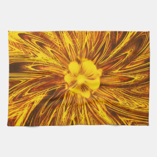 Kitchen Towels Abstract Lines Yellow Flower